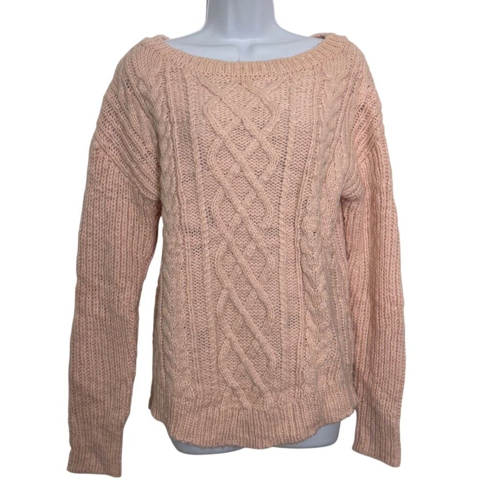 Banana Republic Light Pink Cable-Knit Wool Blend Sweater Womens Med